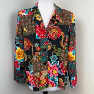 VTG Kensington Floral Patchwork Blazer Vibrant Maximalist Statement Jacket SP